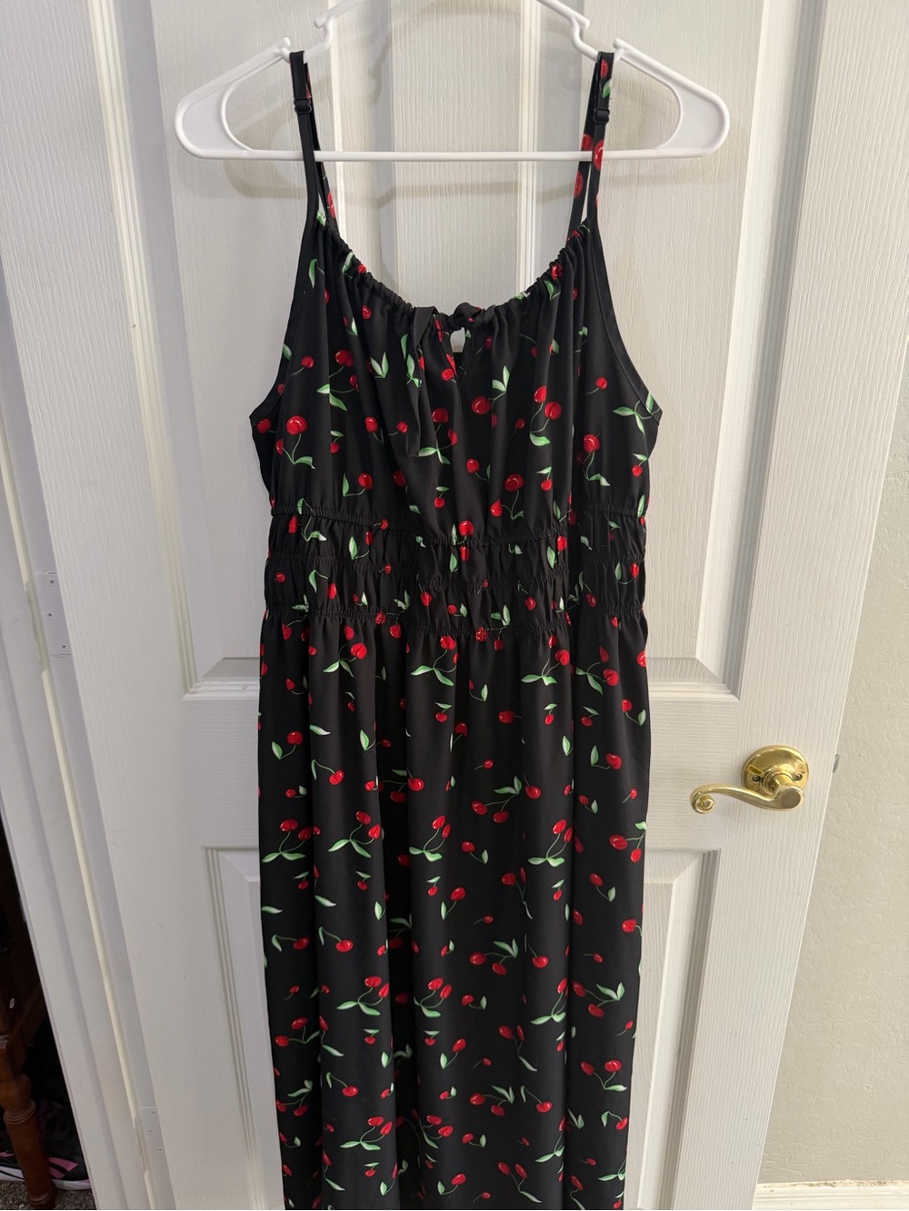 Black Cherry-Print Sleeveless Maxi Dress